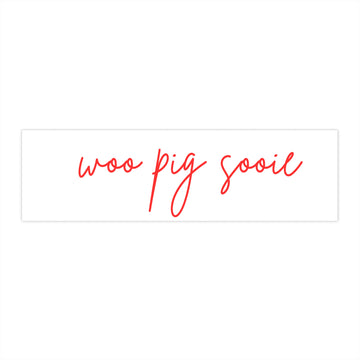 "Woo Pig Sooie" Bumper Sticker — Red Script Razorback Fan Decal