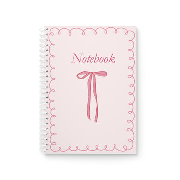 Pink Ribbon Notebook — Cute Spiral Journal with Bow Design