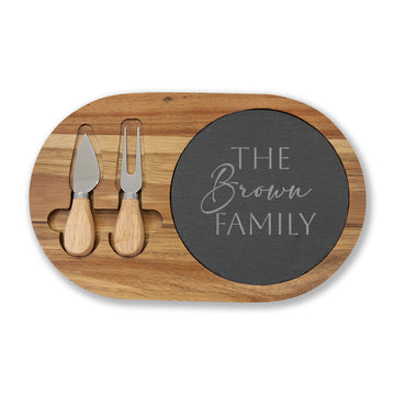 Personalized Engraved Charcuterie Board with Slate Insert