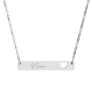 Engravable Cutout Heart Bar Necklace — Personalized Name Bar Jewelry