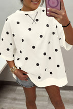 Yellow Polka Dot Print Crossed Seam Detail Oversize Tee