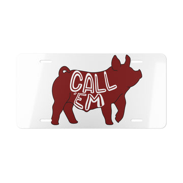Call 'Em Pig Vanity License Plate — Farmhouse Rustic Pig Decor