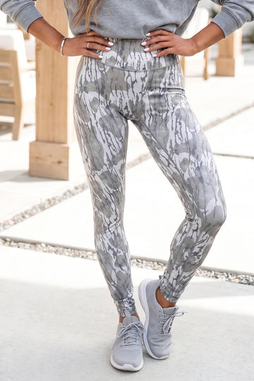 Multicolour Camouflage Pattern High Waist Leggings