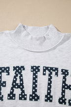 Light Grey High Neck Polka Dot Slogan Printed Baggy Sweatshirt