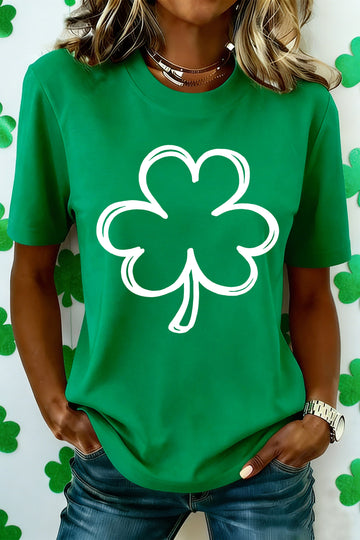 Bright Green  Lucky Shamrock Printed Casual Tee